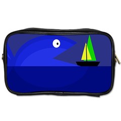 Blue Monster Fish Toiletries Bags 2-side by Valentinaart