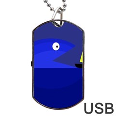 Blue Monster Fish Dog Tag Usb Flash (one Side) by Valentinaart