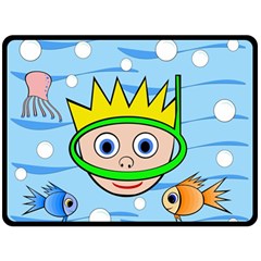 Diver Fleece Blanket (large)  by Valentinaart