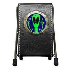 Alien  Pen Holder Desk Clocks by Valentinaart