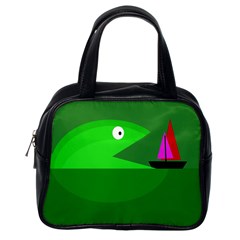 Green Monster Fish Classic Handbags (one Side) by Valentinaart