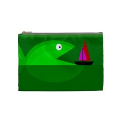 Green Monster Fish Cosmetic Bag (medium)  by Valentinaart