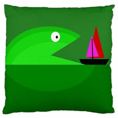 Green Monster Fish Standard Flano Cushion Case (two Sides) by Valentinaart