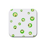 Green eyes Rubber Coaster (Square)  Front