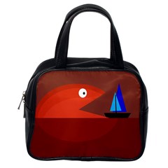 Red Monster Fish Classic Handbags (one Side) by Valentinaart