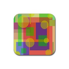 Colorful Geometrical Design Rubber Square Coaster (4 Pack)  by Valentinaart