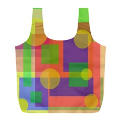 Colorful Geometrical Design Full Print Recycle Bags (l)  by Valentinaart