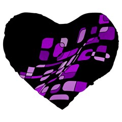 Purple Decorative Abstraction Large 19  Premium Heart Shape Cushions by Valentinaart