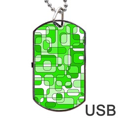 Green Decorative Abstraction  Dog Tag Usb Flash (two Sides)  by Valentinaart