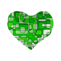 Green Decorative Abstraction  Standard 16  Premium Heart Shape Cushions by Valentinaart