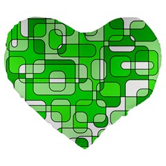 Green Decorative Abstraction  Large 19  Premium Heart Shape Cushions by Valentinaart