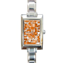 Orange Decorative Abstraction Rectangle Italian Charm Watch by Valentinaart