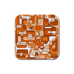 Orange Decorative Abstraction Rubber Square Coaster (4 Pack)  by Valentinaart