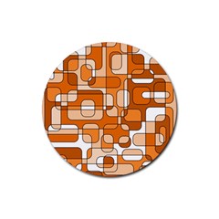 Orange Decorative Abstraction Rubber Round Coaster (4 Pack)  by Valentinaart