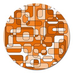 Orange Decorative Abstraction Magnet 5  (round) by Valentinaart