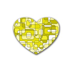 Yellow Decorative Abstraction Heart Coaster (4 Pack)  by Valentinaart