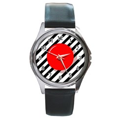 Red Ball Round Metal Watch by Valentinaart