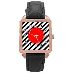 Red Ball Rose Gold Leather Watch 