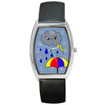 Rainy day Barrel Style Metal Watch Front