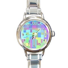 Pastel Geometrical Desing Round Italian Charm Watch by Valentinaart