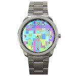 Pastel geometrical desing Sport Metal Watch Front