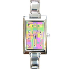 Pastel Colorful Design Rectangle Italian Charm Watch by Valentinaart