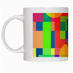 Colorful Geometrical Design White Mugs