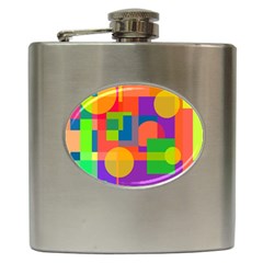 Colorful Geometrical Design Hip Flask (6 Oz) by Valentinaart