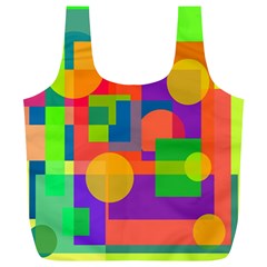 Colorful Geometrical Design Full Print Recycle Bags (l)  by Valentinaart