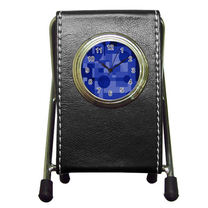 Deep blue abstract design Pen Holder Desk Clocks