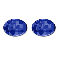 Deep Blue Abstract Design Cufflinks (oval) by Valentinaart