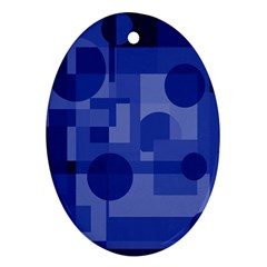 Deep Blue Abstract Design Oval Ornament (two Sides) by Valentinaart