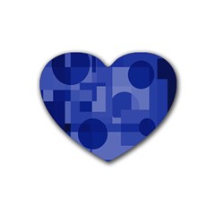 Deep Blue Abstract Design Rubber Coaster (heart)  by Valentinaart