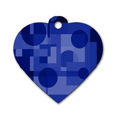 Deep Blue Abstract Design Dog Tag Heart (one Side) by Valentinaart