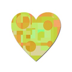 Green And Orange Decorative Design Heart Magnet by Valentinaart