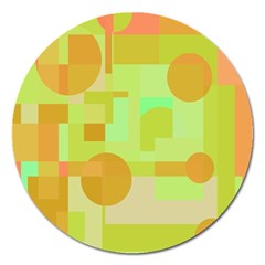 Green And Orange Decorative Design Magnet 5  (round) by Valentinaart