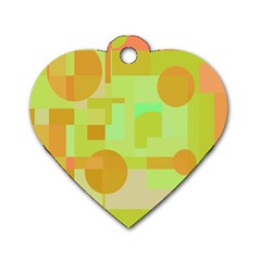 Green And Orange Decorative Design Dog Tag Heart (one Side) by Valentinaart