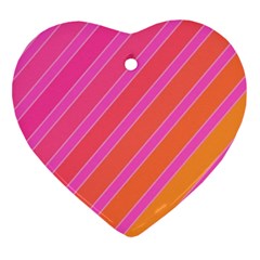 Pink Elegant Lines Ornament (heart)  by Valentinaart