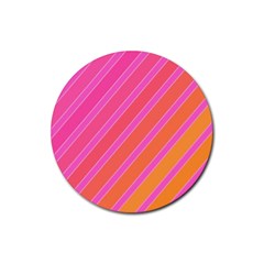 Pink Elegant Lines Rubber Round Coaster (4 Pack) 