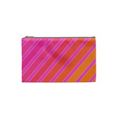 Pink Elegant Lines Cosmetic Bag (small)  by Valentinaart