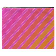 Pink Elegant Lines Cosmetic Bag (xxxl)  by Valentinaart