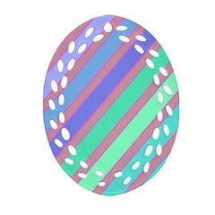 Pastel Colorful Lines Ornament (oval Filigree)  by Valentinaart