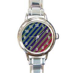 Decorative Lines Round Italian Charm Watch by Valentinaart