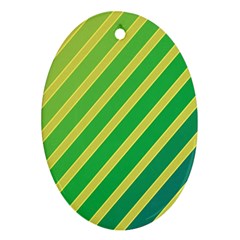 Green And Yellow Lines Ornament (oval)  by Valentinaart