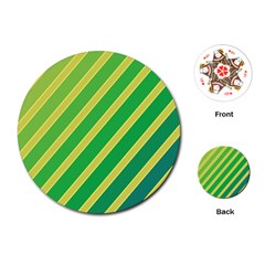 Green And Yellow Lines Playing Cards (round)  by Valentinaart