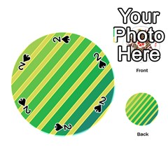 Green And Yellow Lines Playing Cards 54 (round) 