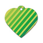 Green and yellow lines Dog Tag Heart (Two Sides) Front