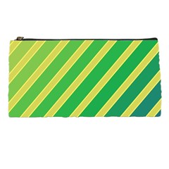 Green And Yellow Lines Pencil Cases by Valentinaart