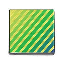 Green And Yellow Lines Memory Card Reader (square) by Valentinaart