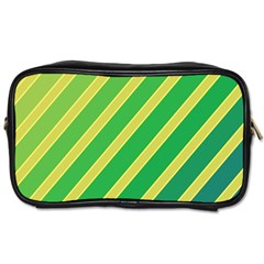 Green And Yellow Lines Toiletries Bags 2-side by Valentinaart